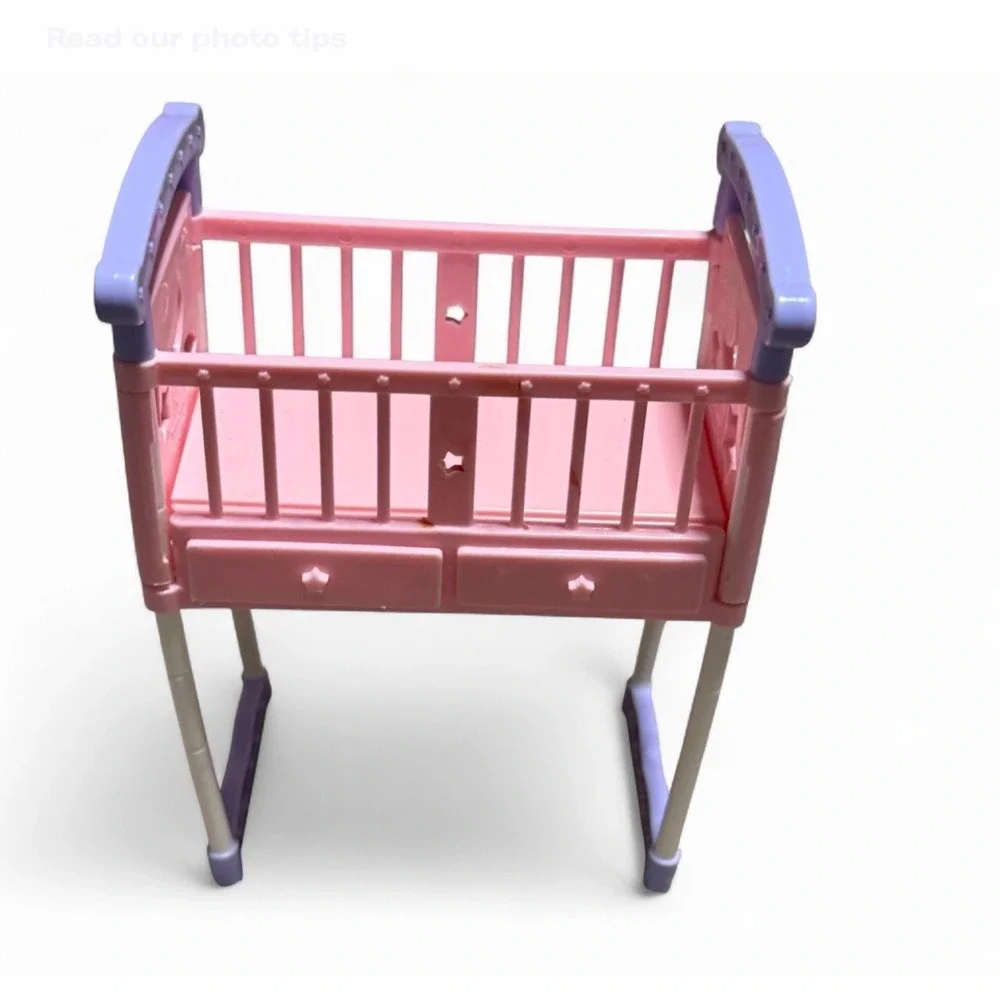 2002 Barbie Happy Family Pregnant Midge Baby Crib Pink Purple Mattel